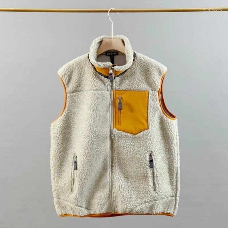 Men's Vests American Style Fleece Jacket Vest And Women's Outwear Lamb Wool Casual Loose Autumn Winter Sports