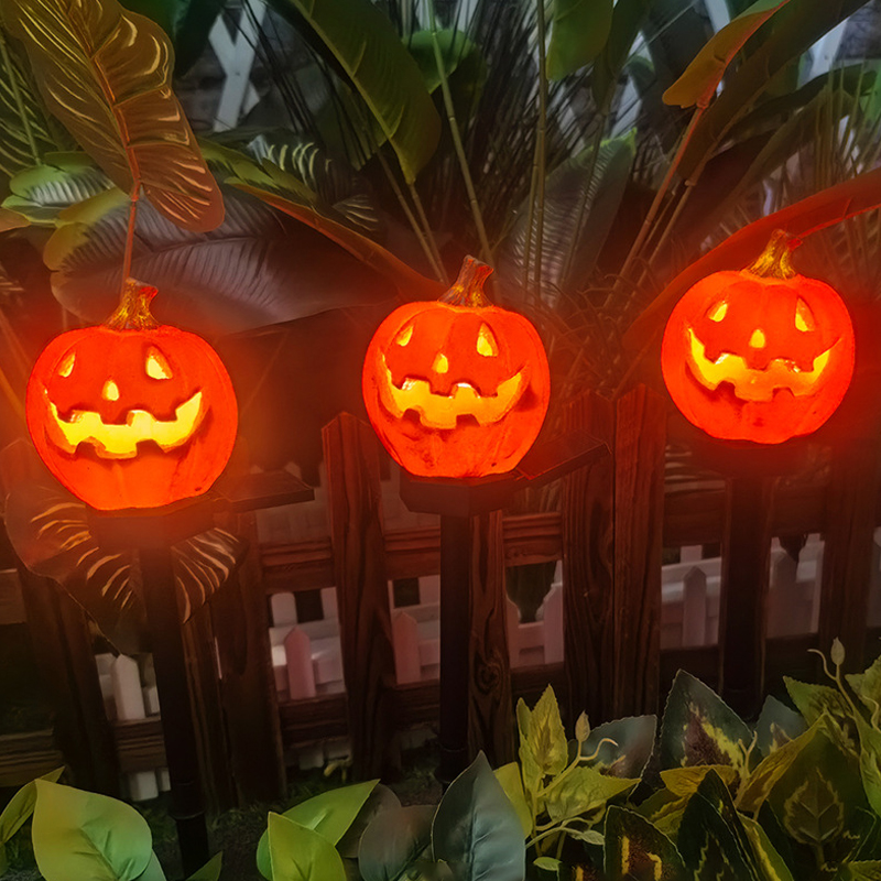 Halloween Spooky Solar Lawn Lights Pumpkin Ghost Flashing Lights Patio Garden Holiday Arrangement Ground Plug Lights