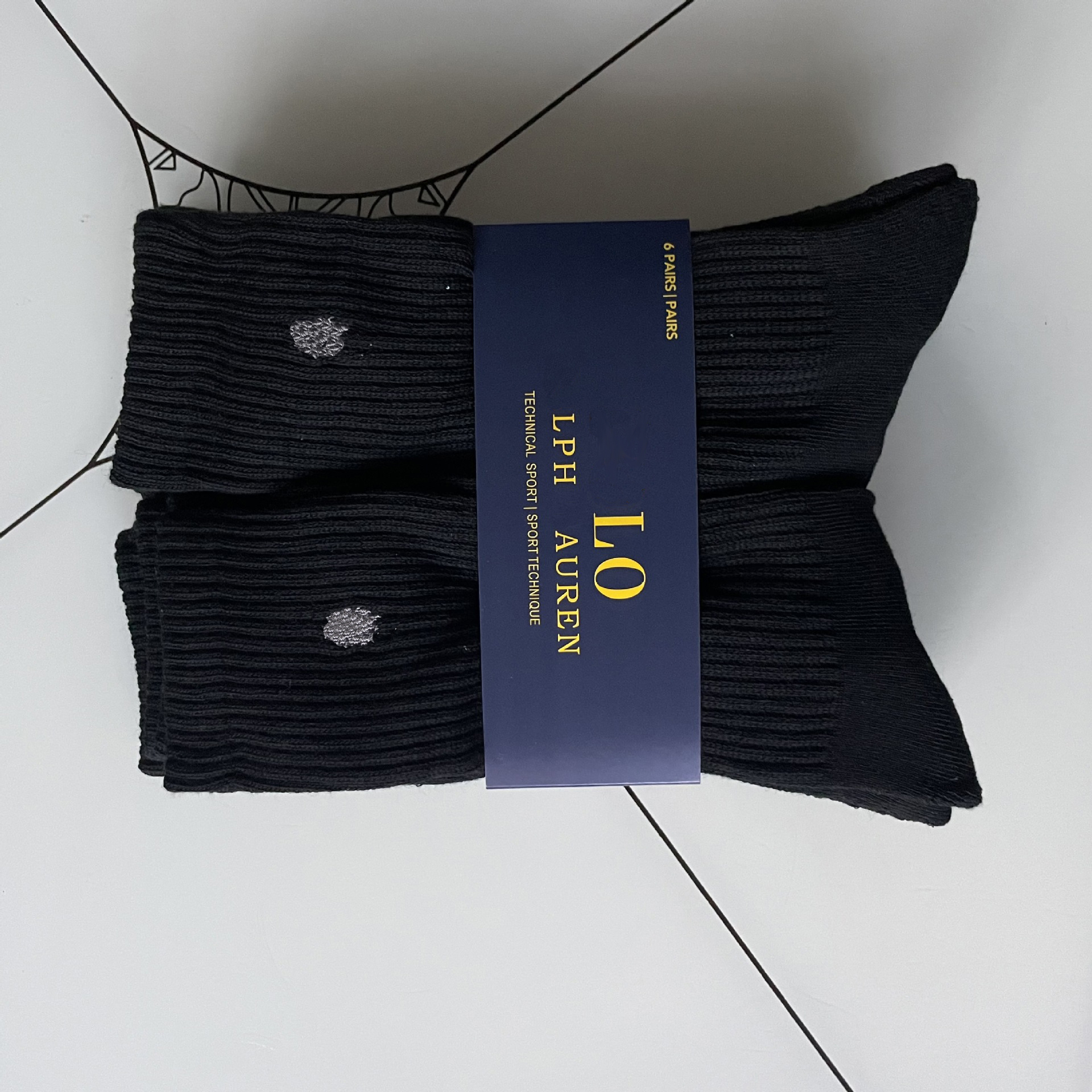 POLO Men's Womens Medium Length Cylinder n Letter Cotton Stocking Sports Casual ly Embroidered Socks 6 Pairs/Lot