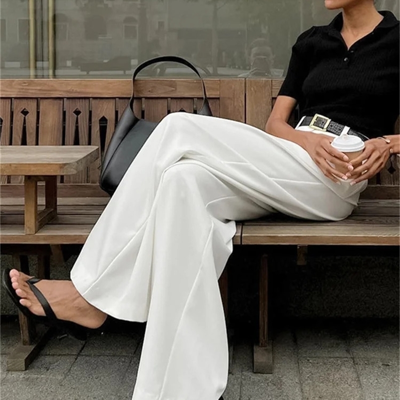 Tossy Fashion High Waist Pocket Womens Pants Y2k Outfit White Patchwork Casual Wide Leg Trousers Autumn Loose Slim Female y240923