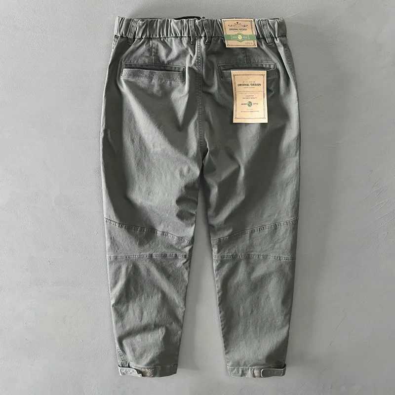 2025S Fashion Designer Spring Autumn New Cotton Solid Color Loose Cargo Pants Clothing Big Pockets Joggers Men Strtwear
