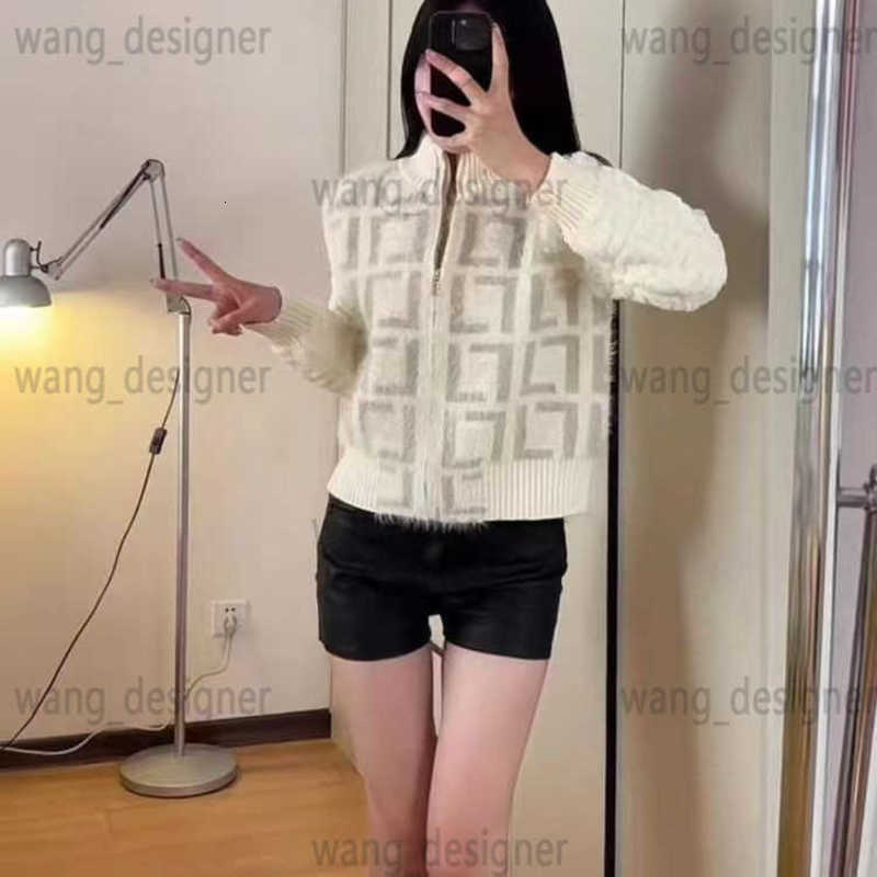 Vestes pour femmes Designer de haute qualité de vison de vison stand collier en tricot veste mode jacquard lettre complète cardigan jacke f9ls