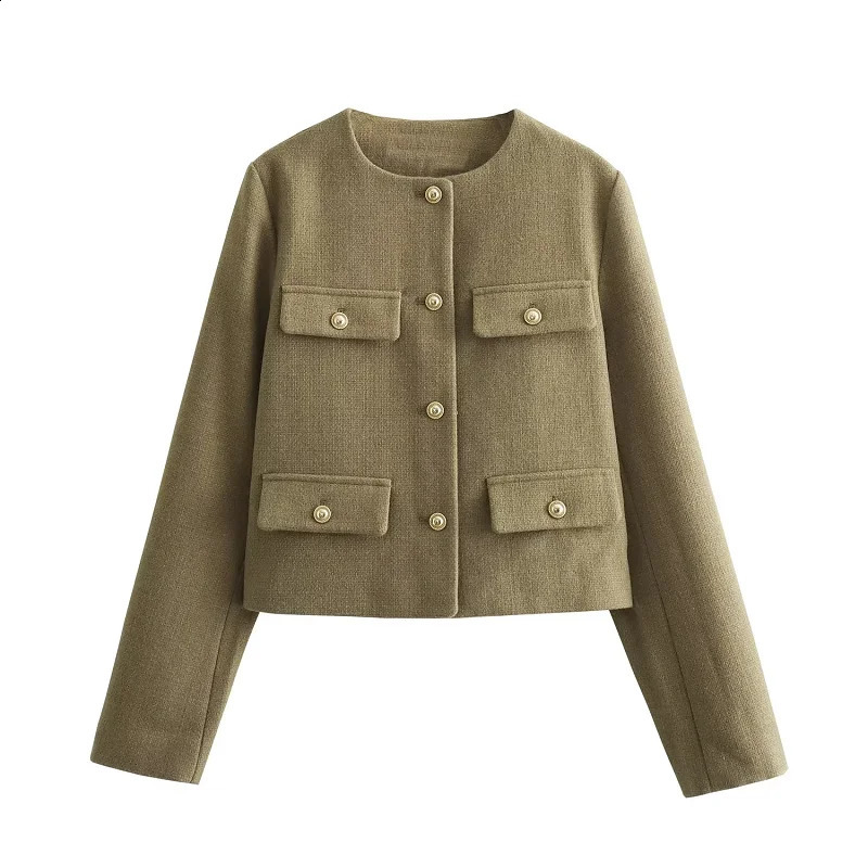 TRAF Solid Womens Short Coat Long Sleeve Button Womens Coat 2024 Spring/Summer Style Casual Elegant Office Womens Clothing 240923