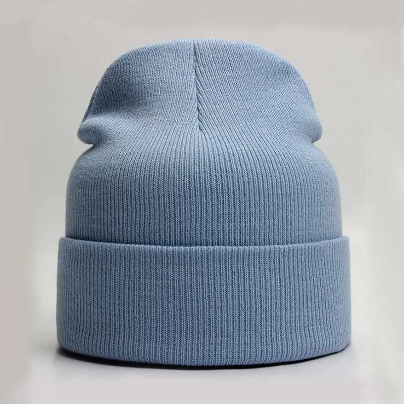 Warm Solid Unisex Knitted Beanie Autumn Soft Winter Wool Blends Cap Men Women SkullCap Hats Gorro Ski Caps 24 Colors BeaniesX2409