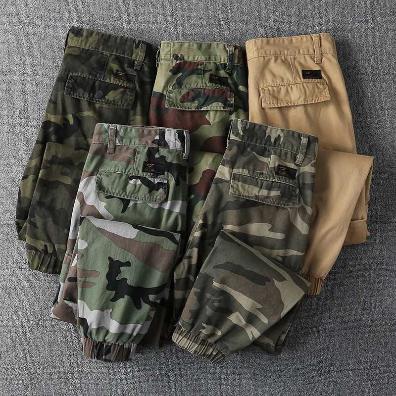 Mens Fashion Sports Hiking Cargo Pants Camouflage Overalls Joggers Sweatpants Casual Tapered Track Pants Mens Loose Trousers Z240924