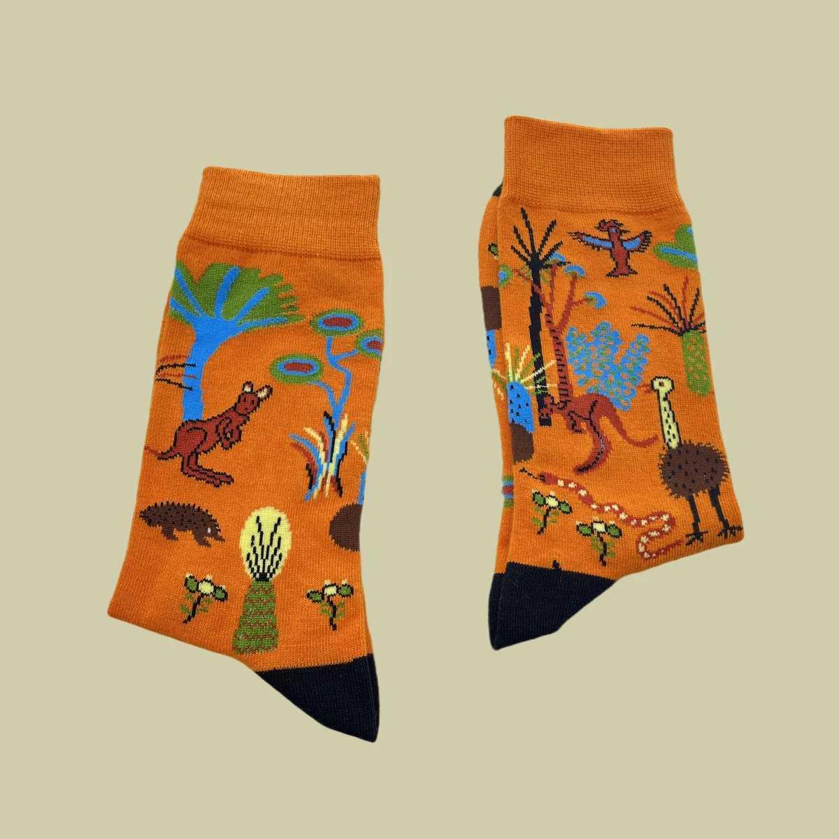 1 Pair Original Forest Animal World Pattern PatternFashion Trend Mens Mid-Calf Socks Suit In All SeasonsX240923