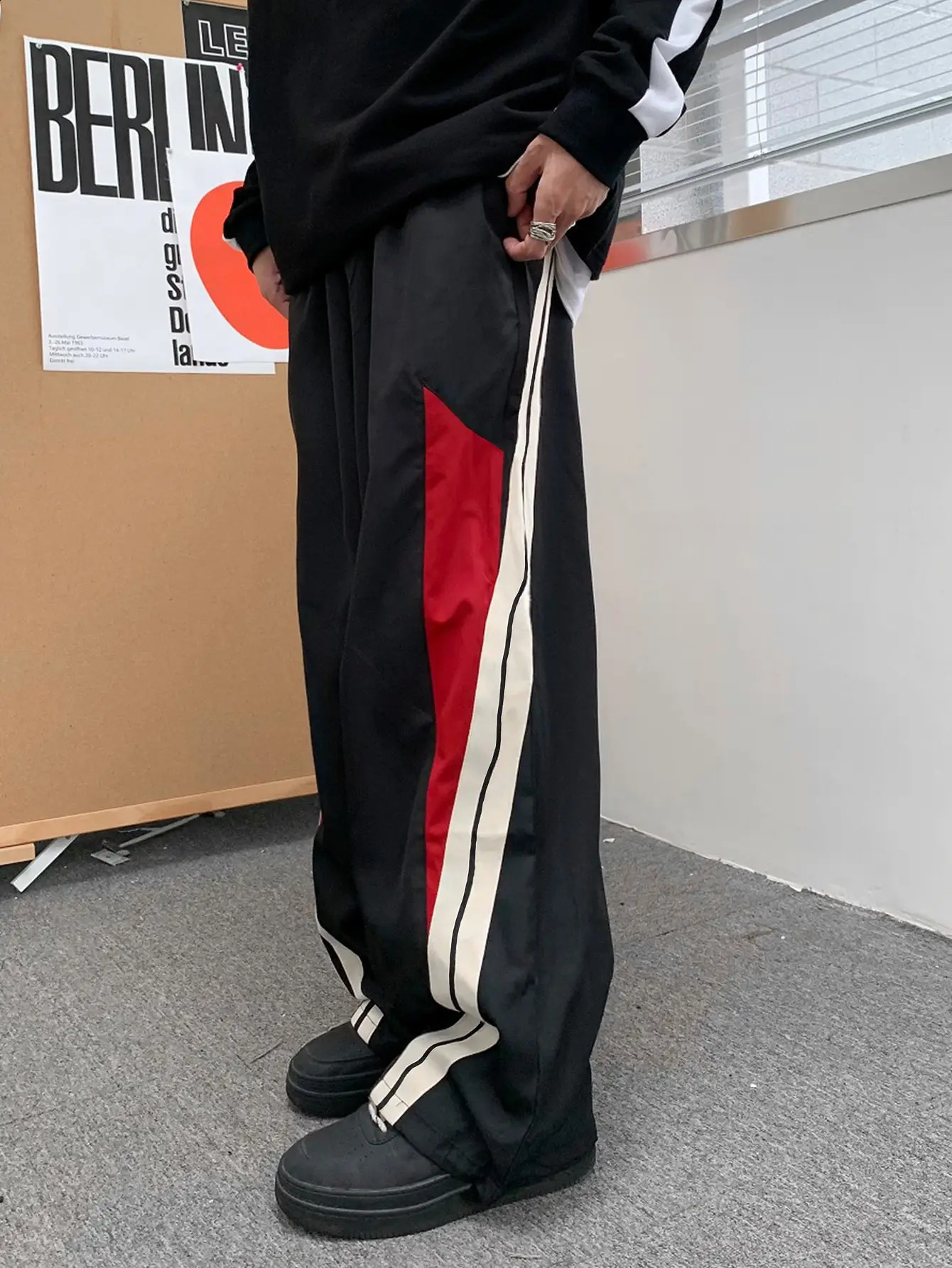 Mens Side-Stripe Joggers Casual Stretch Straight Leg Sweatpants 240921