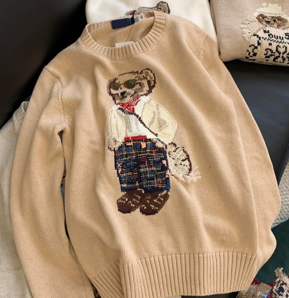 Designer Women Knits Bear Sweater Polos Pullover Fashion Embroidery Knitted Sweaters Long Sleeve Casual Printed Wool Cotton Soft Unisex Men Hoodie warm fallow qw