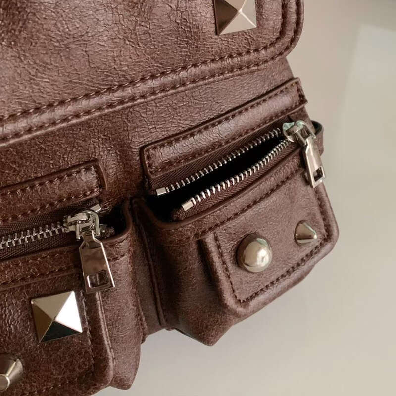 England Style Small Backpac For Women Designer Handbags And Purses 2024 New In PU Imitation Cow Leather Rivet Shoulder