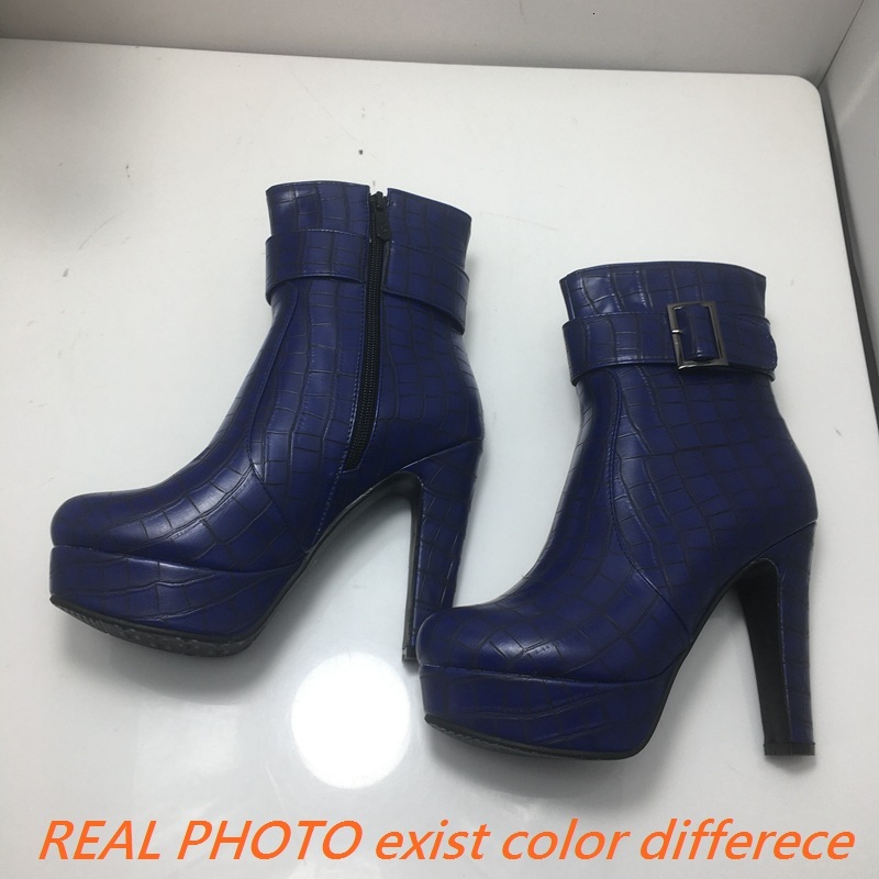 SIMLOVEYO 2021 Yellow Blue Platform Thick High Heeled Sexy Lady Shoes For Foot Women Ankle Boots Extra Big Size 33-50 241110