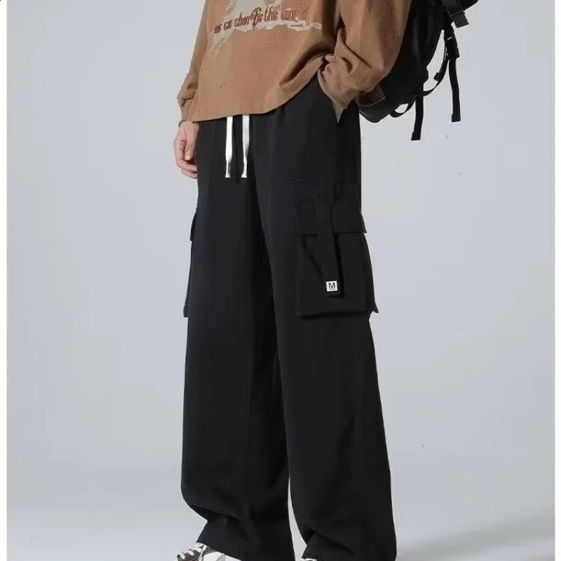 Casual Jogger Pants Mens Summer Large Size Loose Wide-leg Pants Style Trendy Straight Drape Elastic Sports Wear Men Trousers 240921