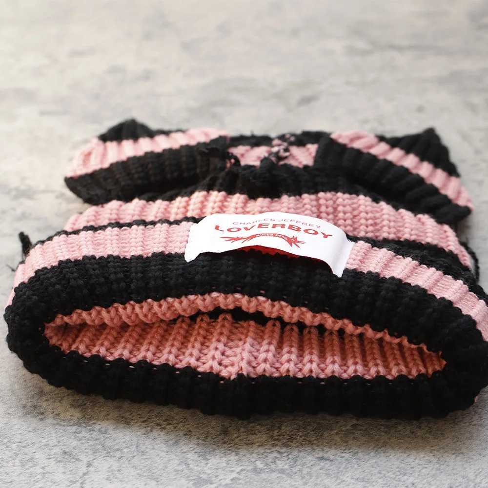 Loverboy cat ear knitted hat double-layer warm pig ear wool hat cute and fashionable hooded niche design hip-hop personality cold hat W240924