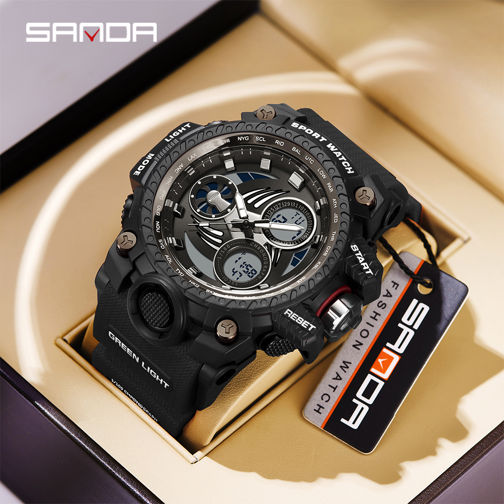 SANDA 3155 2025 G style new men's watch 50M waterproof and shock-absorbing sports military quartz watch men's digital watch clock 07