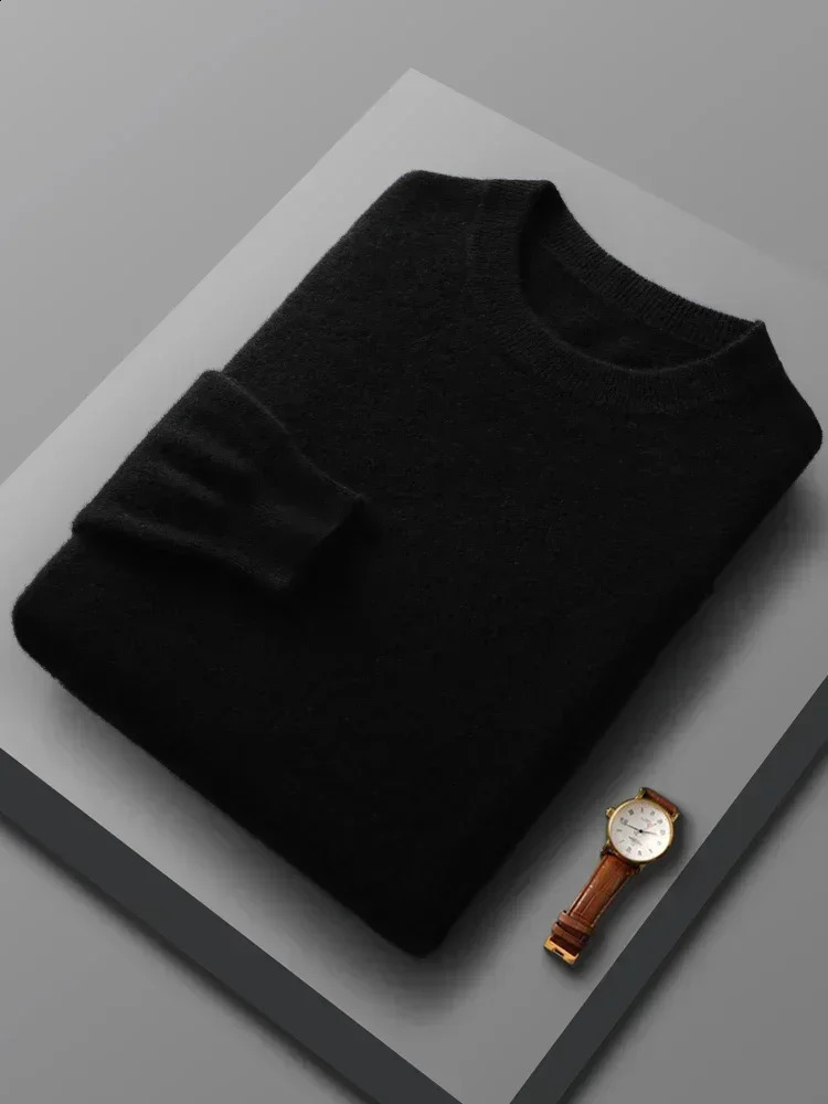Spring Autumn 100% Wool Pullover Sweater Men O-neck Long-sleeve Cashmere Knitwear Female Clothing Mens Clothing 240919 - view 3