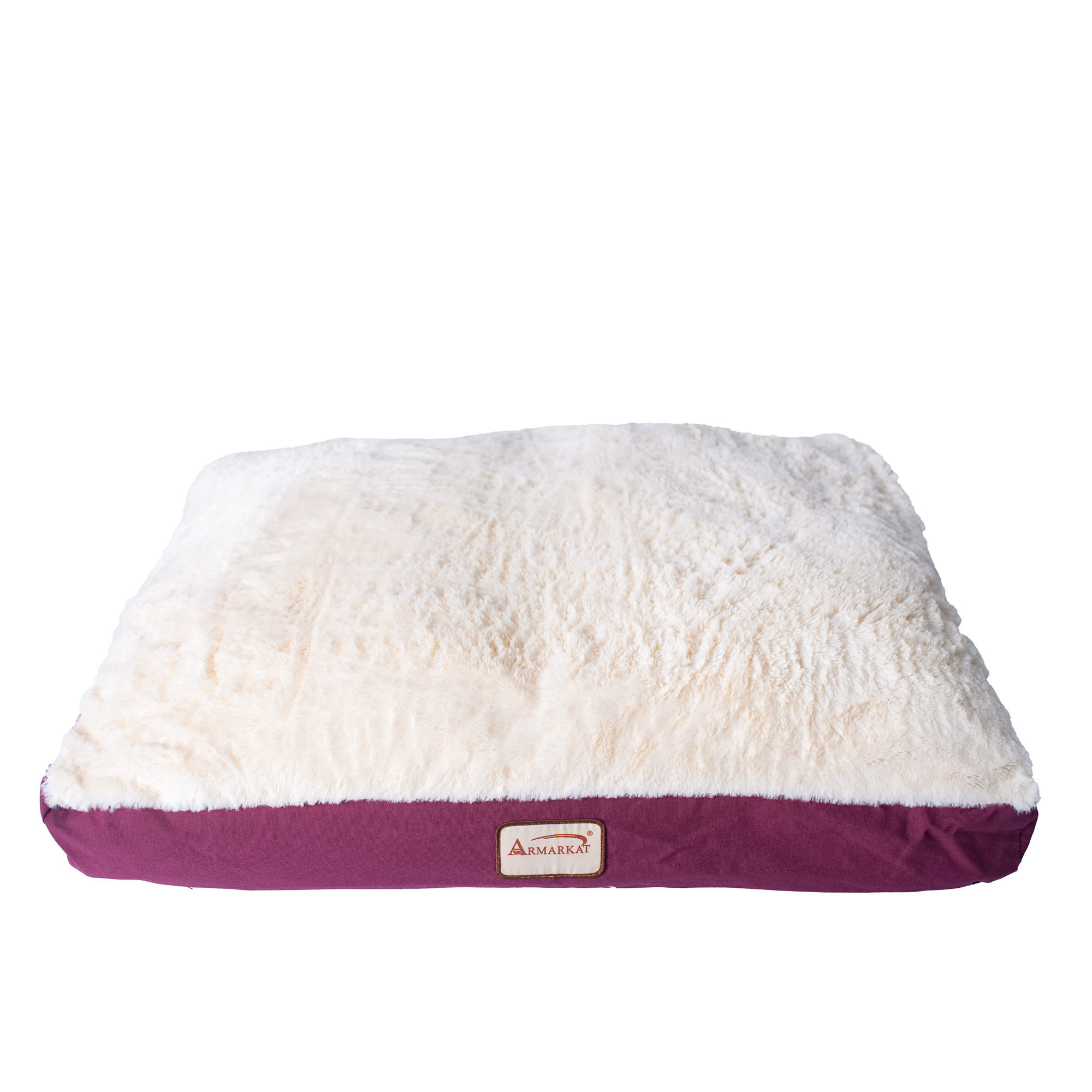 Armarkat M02HJH/MB-M Medium Pet Bed , Dog Crate Mat With Poly Fill Cushion & Removable Cover, Burgundy & Ivory