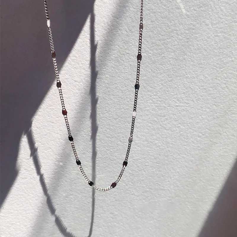 925 sterling silver sparkling new necklace with round edge chain simple bare chain Mtifunctional womens jewelry party gift Y240924