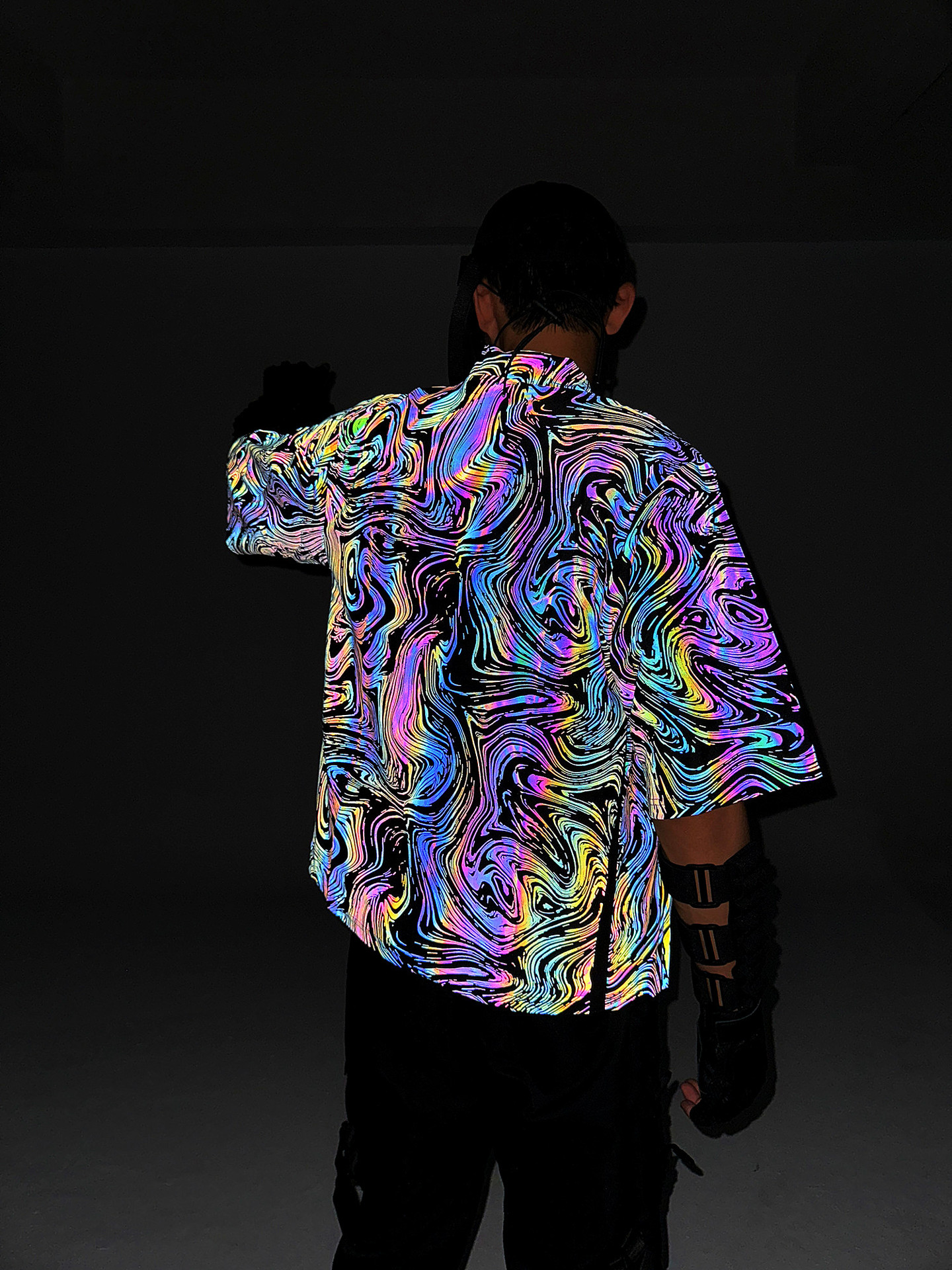 Mens Jackets Colorful reflective knitted kimono cardigan
