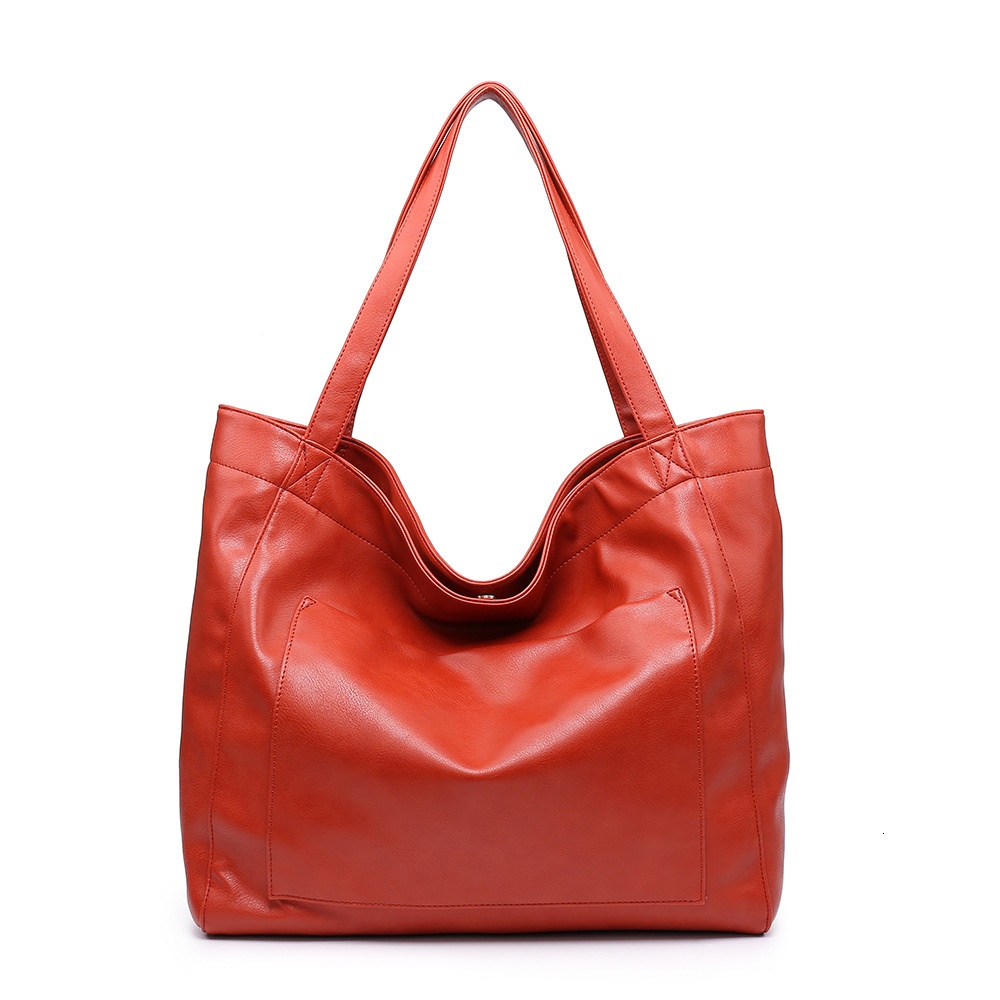 Pocket Womens Big Soft Handheld One Shoulder Oil Wax Leather Large Capacity Fashion New Tote Bag Women