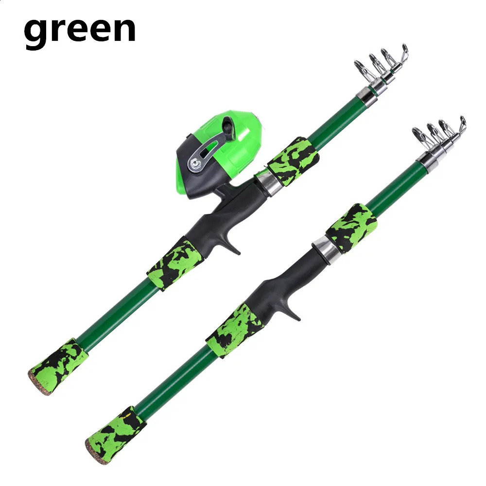Portable telescopic camouflage childrens fishing rod with rotating adjustment throwing outdoor accessories tools 250530