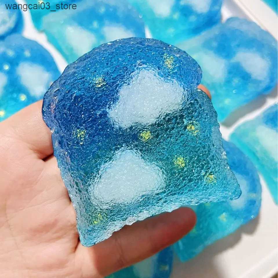 Decompression Toy Rainbow Jelly Toast Squeeze Toys Soft 3D Squishy Mochi Toy Relaxed Relief Squishies Fidget Decompression Toys Cute Gifts L240910