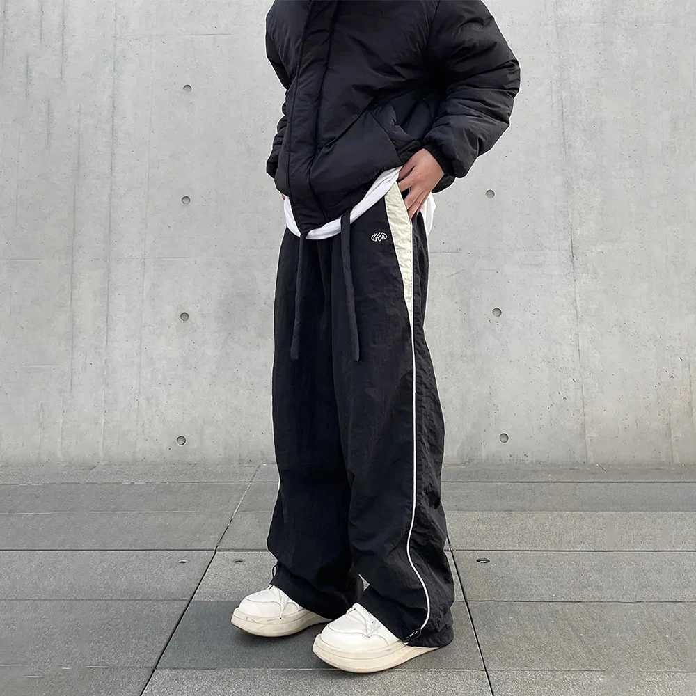 HOUZHOU Baggy Pants for Men Parachute Vintage Oversize Joggers Harajuku Strtwear Sweatpants Black Wide Leg Trousers Male Z240924
