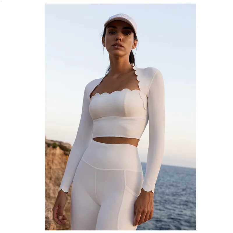 Square Neck Tight Fitting for WomenHigh ElasticitySlimming SportsLong SleevedProfessional RunningQuick DryingFitness 240918