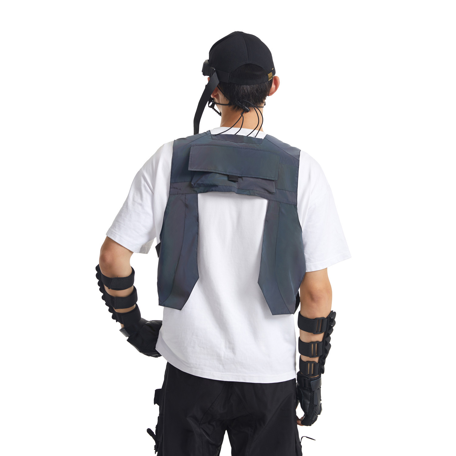 Men's Vests Colorful reflective vest with woven tape and multiple pockets night light vest jacket for men and women