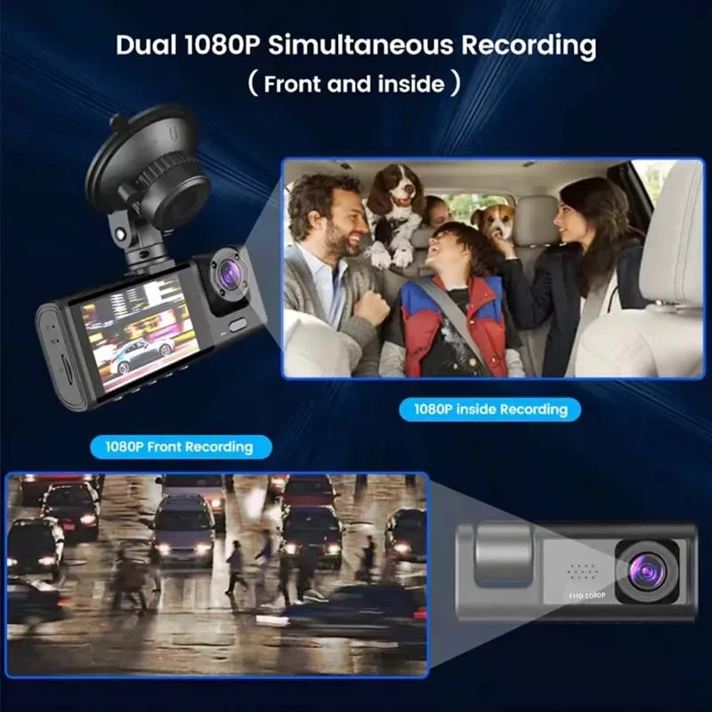 2 Inch HD 1080P 3 Lens S1 Car DVR WIFI Video Recorder Dash Cam Rear Camera 130 Degree Wide Angle Ultra Resolution Front with Interior with Rear Camera