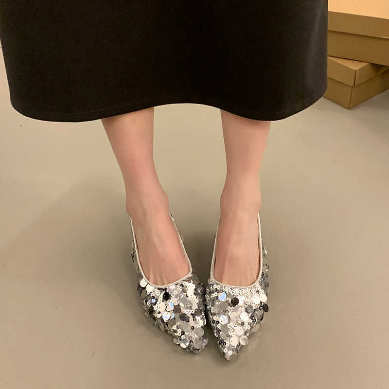 shoes heels red bottomed heels French style niche high-heeled shoes with silver temperament hooded sandals fairy shoes 2024 new spring and summer poin