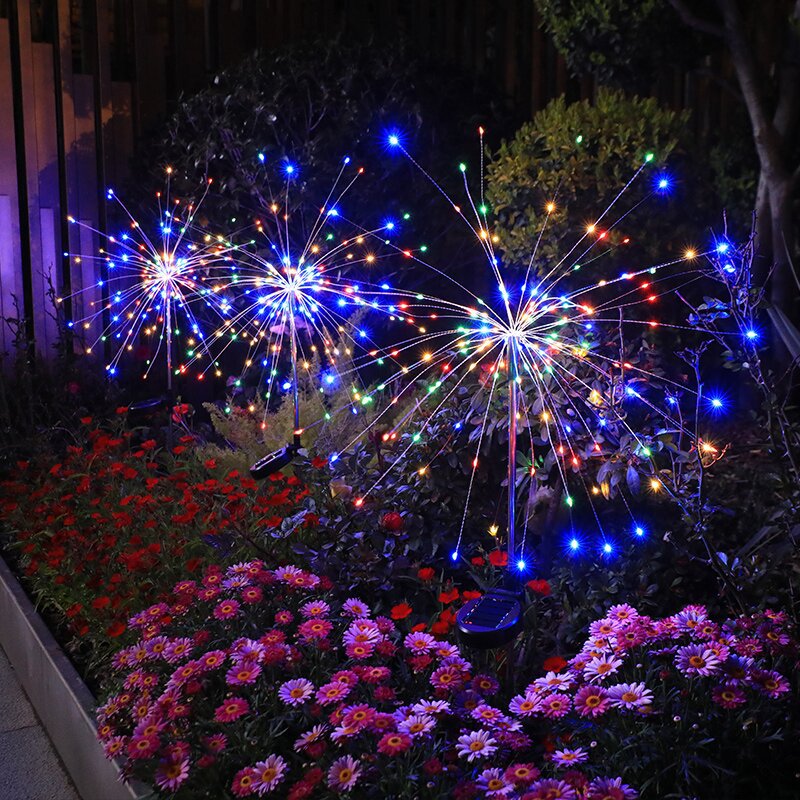 led solar ground fireworks dandelion string lights garden Christmas decoration lights outdoor lawn garden lights