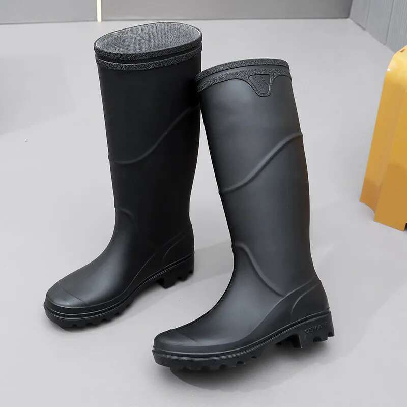 Men's Tall Fashion Waterproof Protective Solid Color Rain Men Outdoor Work Rubber Boots Platform Boot