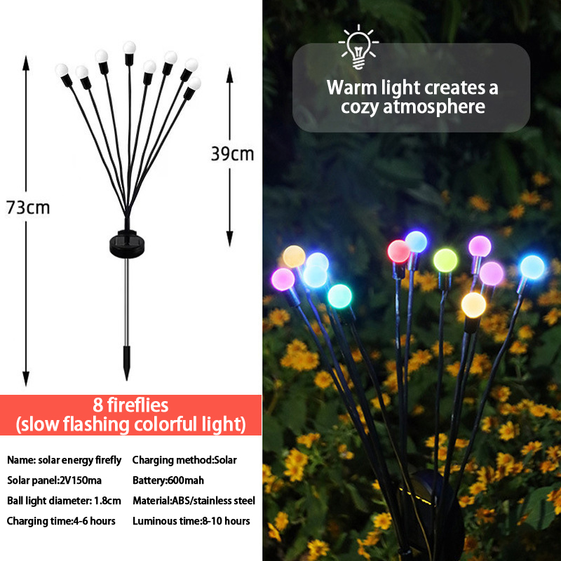 Solar firefly lights outdoor lawn floor night light patio landscape arrangement led firefly floor light