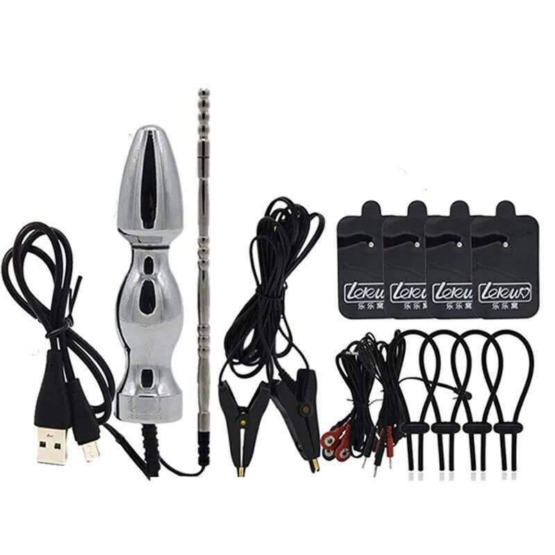 Electro Shock Penis Ring Massage Anal Butt Plug Nipple Clamp