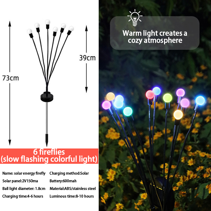 Solar firefly lights outdoor lawn floor night light patio landscape arrangement led firefly floor light