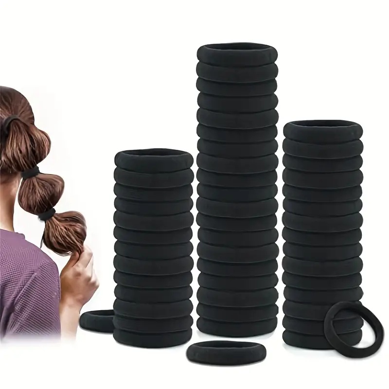 High-Stretch Black Hair Tie - No Sewing Seamless Rubber Hair Accessory