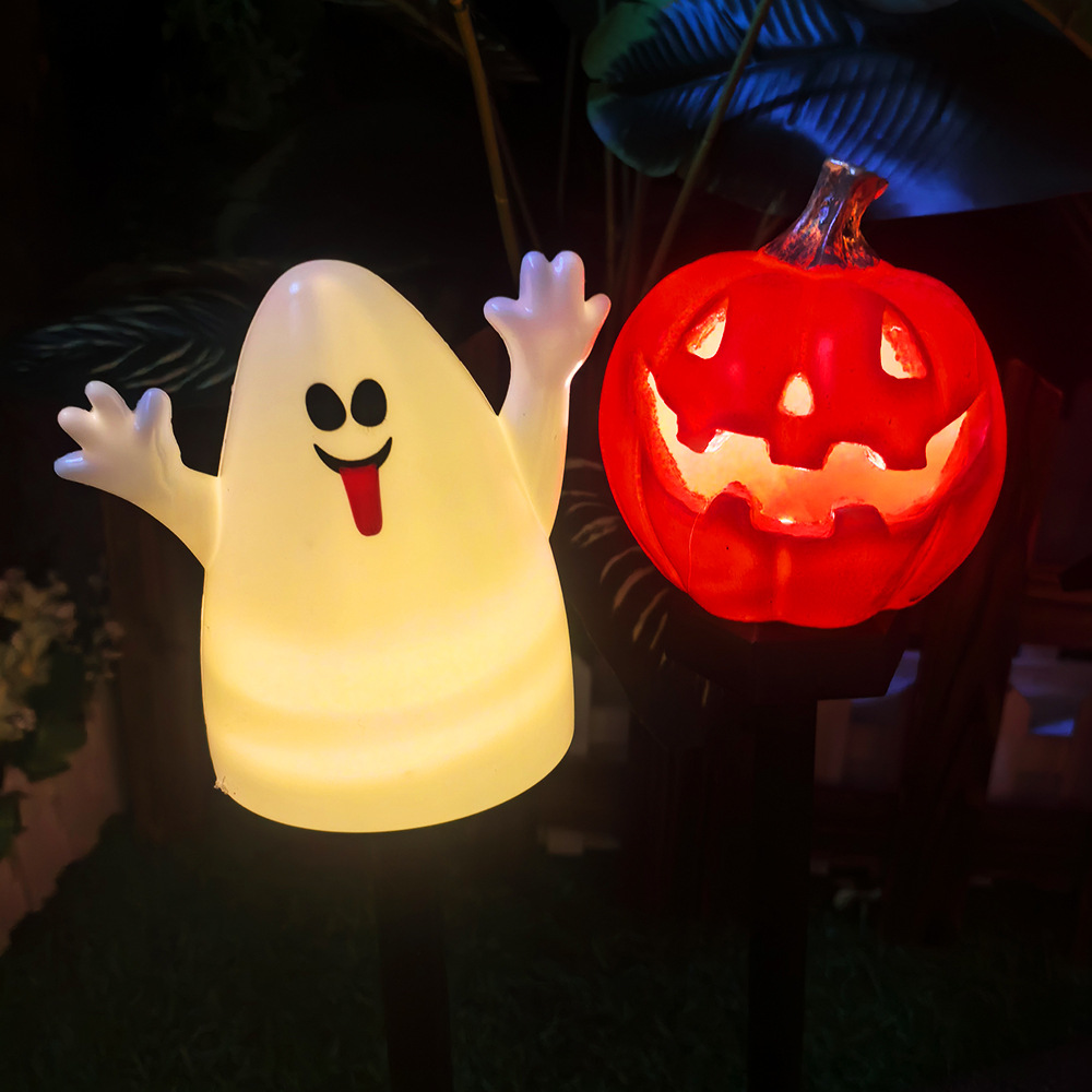 Halloween Spooky Solar Lawn Lights Pumpkin Ghost Flashing Lights Patio Garden Holiday Arrangement Ground Plug Lights