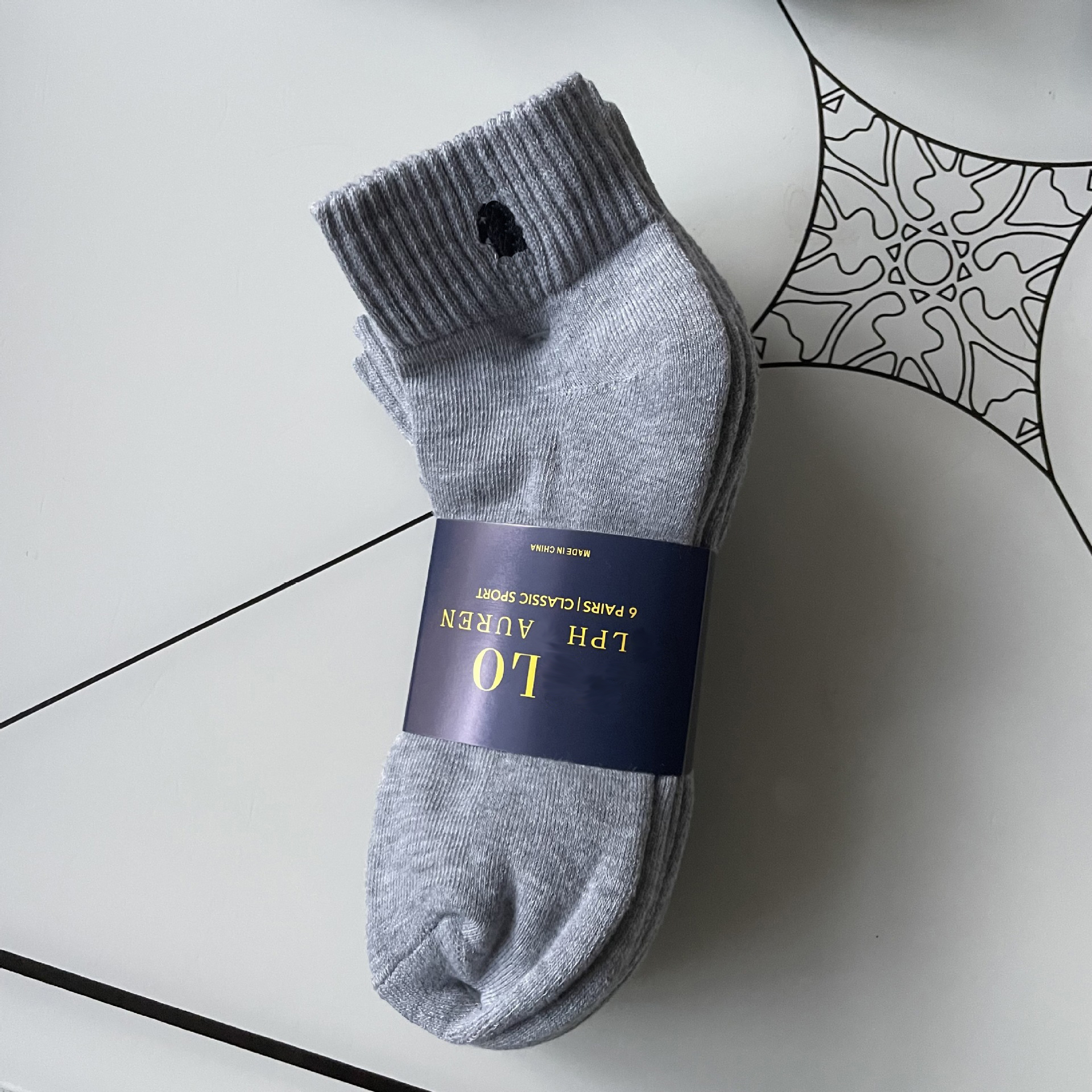 POLO Men's Womens Medium Length Cylinder n Letter Cotton Stocking Sports Casual ly Embroidered Socks 6 Pairs/Lot