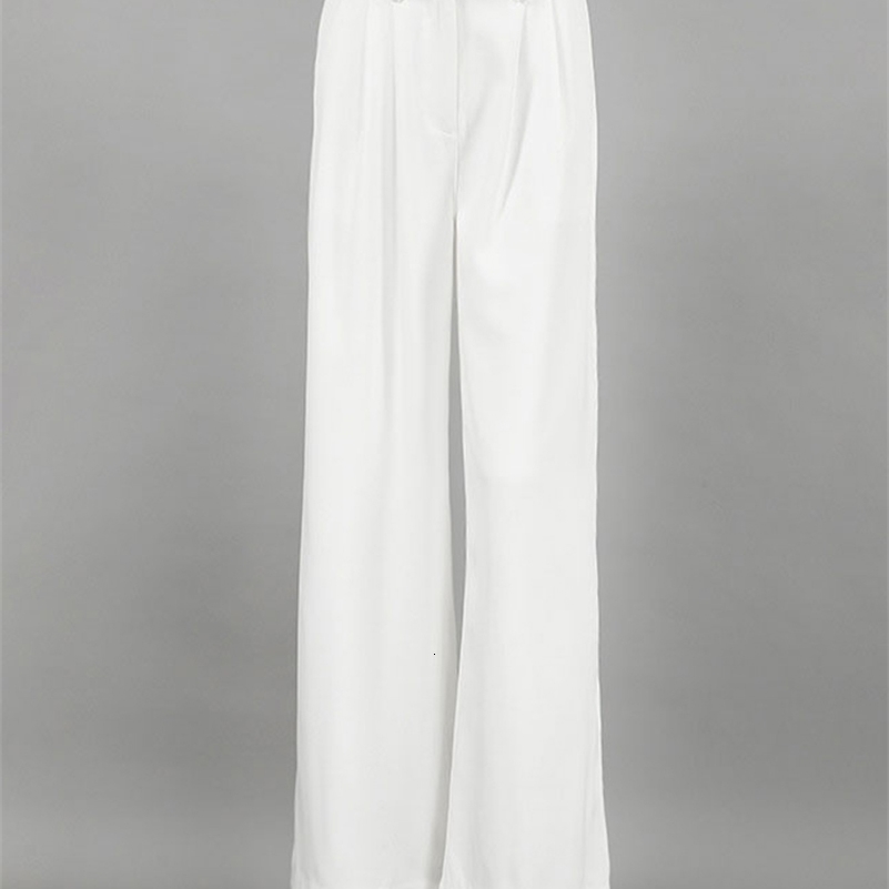 Tossy Fashion High Waist Pocket Womens Pants Y2k Outfit White Patchwork Casual Wide Leg Trousers Autumn Loose Slim Female y240923