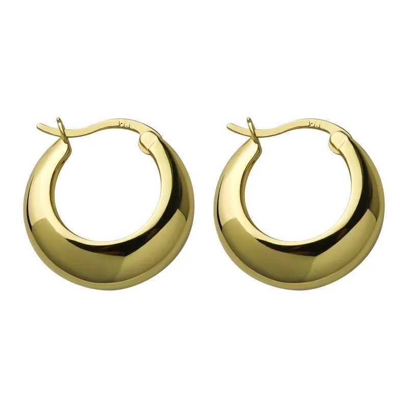 Punk round thick hoop earrings suitable for women gold galvanized wide geometric metal statement earrings vintage jewelry W240923