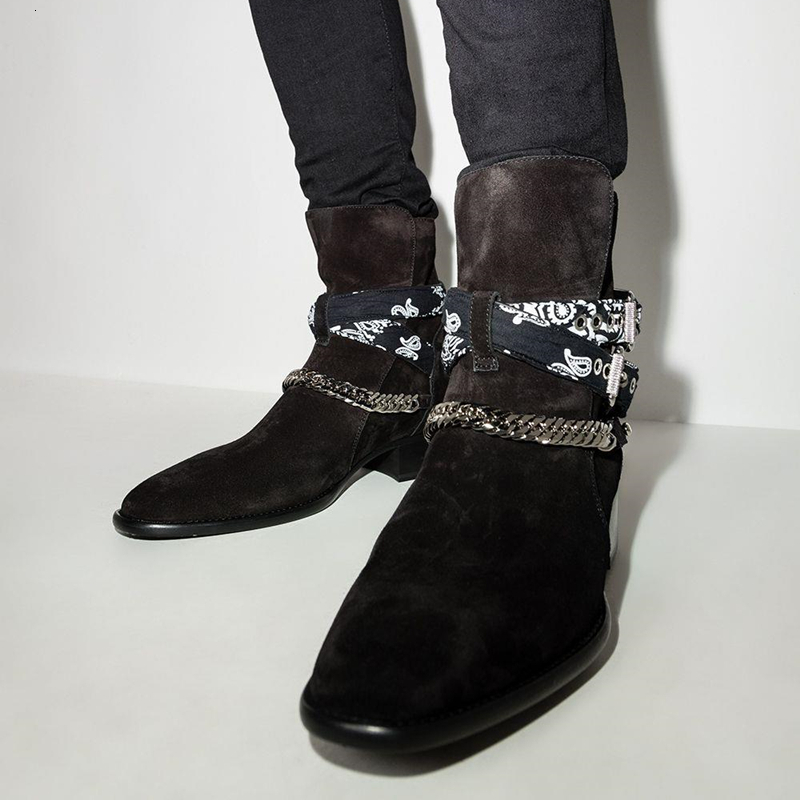 Black Short Brown Ck Buckle Strap Round Toe Ankle For Business Men Boots Atos Hombre