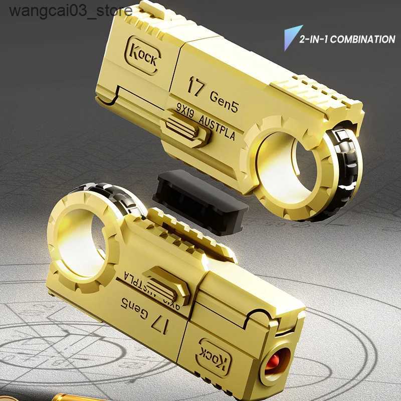 Decompression Toy Adult Fidget Toys For Stress Relief EDC Alloy Fingertip Toy Pistol Decompression Launcher Model Ring For Anxiety Gift L240910