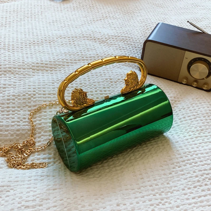 Acrylic clutch wallet with chain womens mini night bag solid shoulder wedding ball 240724