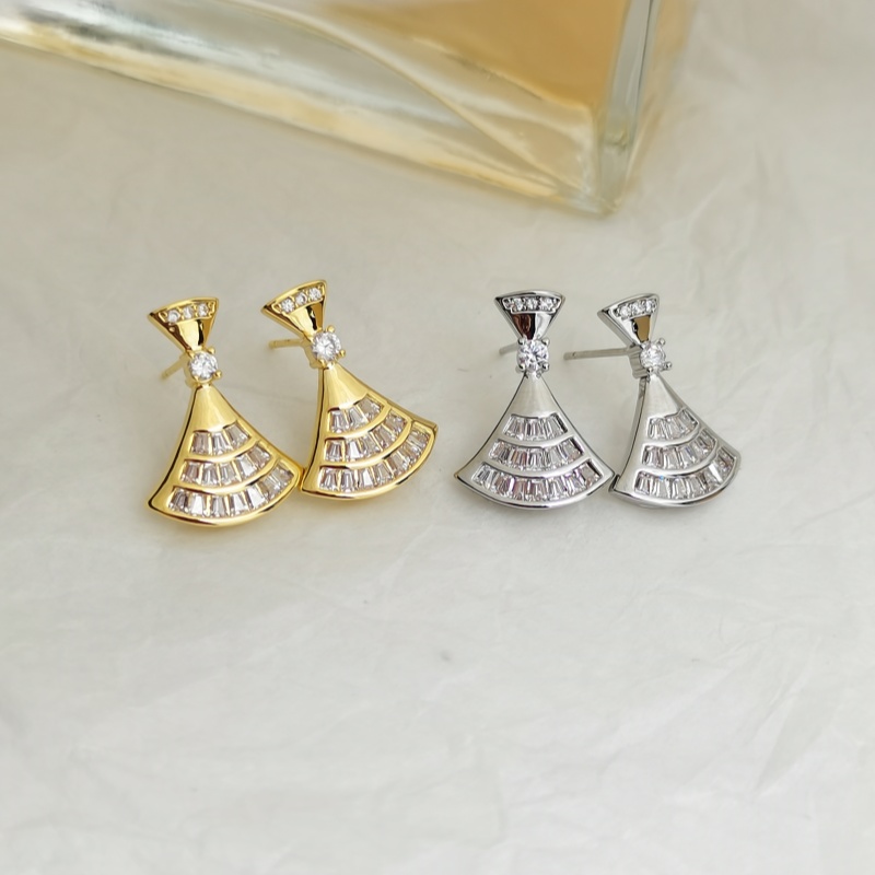 Earring Scalloped Diamond Stud Earrings Micro Zirconium French Temperament Commuter Earrings
