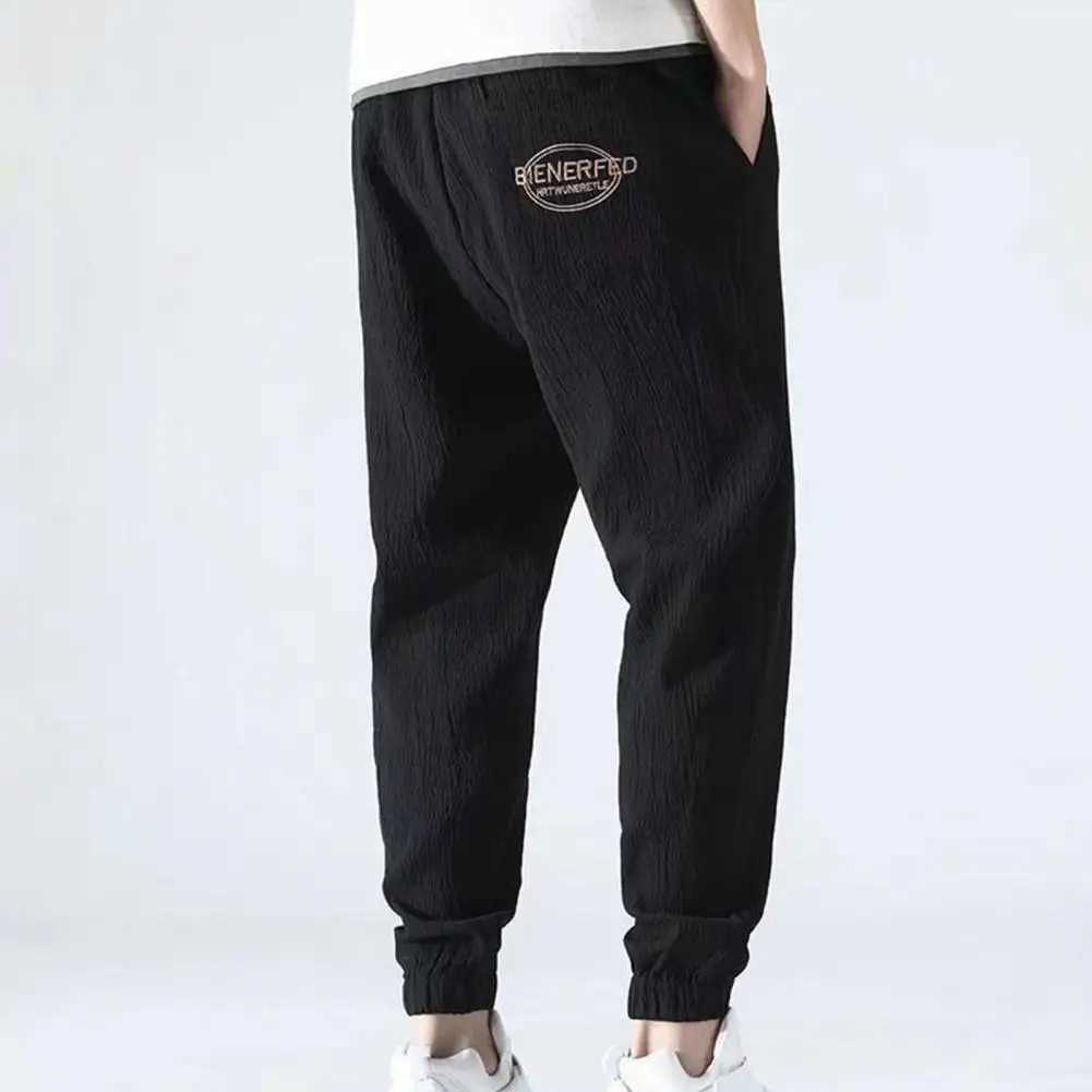 Summer New Ice Silk Mens Ankle-banded Outdoor Elastic Breathable Straight Leg Sweatpants Casual Pants Z260315