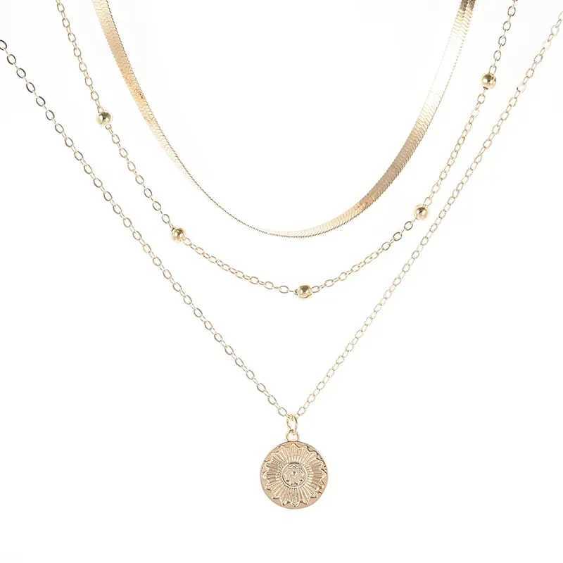 Wen Girls Silver Simple Three layer Necklace Shining Long Rod Pendant Wen Wedding Gift Exquisite Accessories Y240924