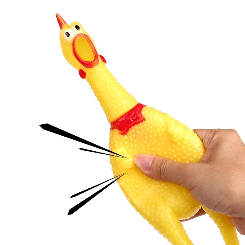 New Pets Dog Squeak Toys Screaming Chicken Squeeze Sound Dog Chew Toy Durable Funny Yellow Rubber Vent Chicken