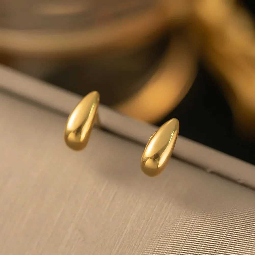 10-31mm 18K gold-plated stainless steel retro thick water droplet earrings used for womens statement wedding jewelry gifts W240923