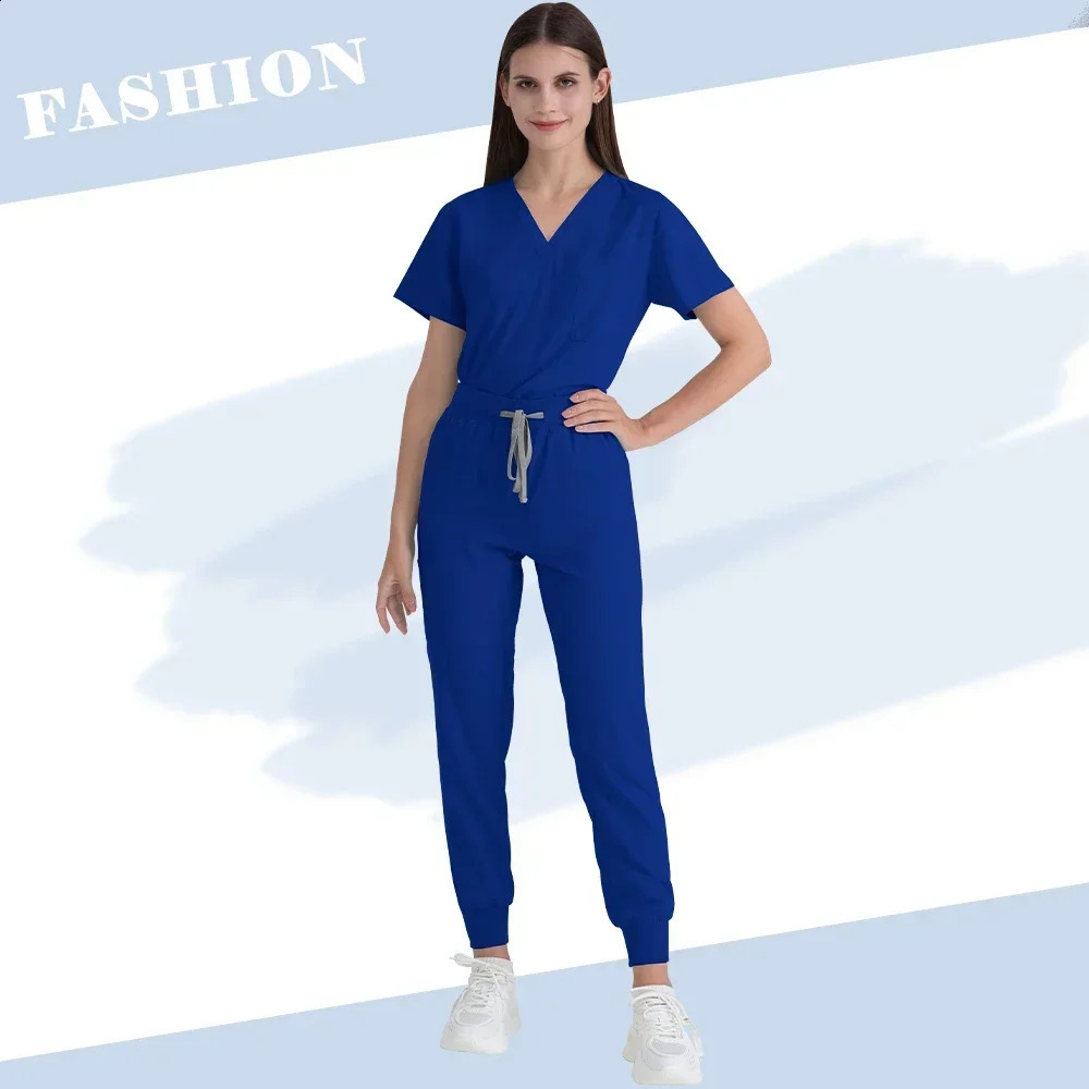 Slim Fit Scrubs Uniform Women Scrub Sets Nursing Accessories Hospital Surgery Gowns Dental Clinic Beauty Salon Workwear 240924