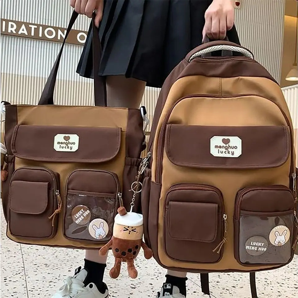 Cute Capybara school bag large capacity adjustable shoulder strap Versatile backpack waterproof student 240724