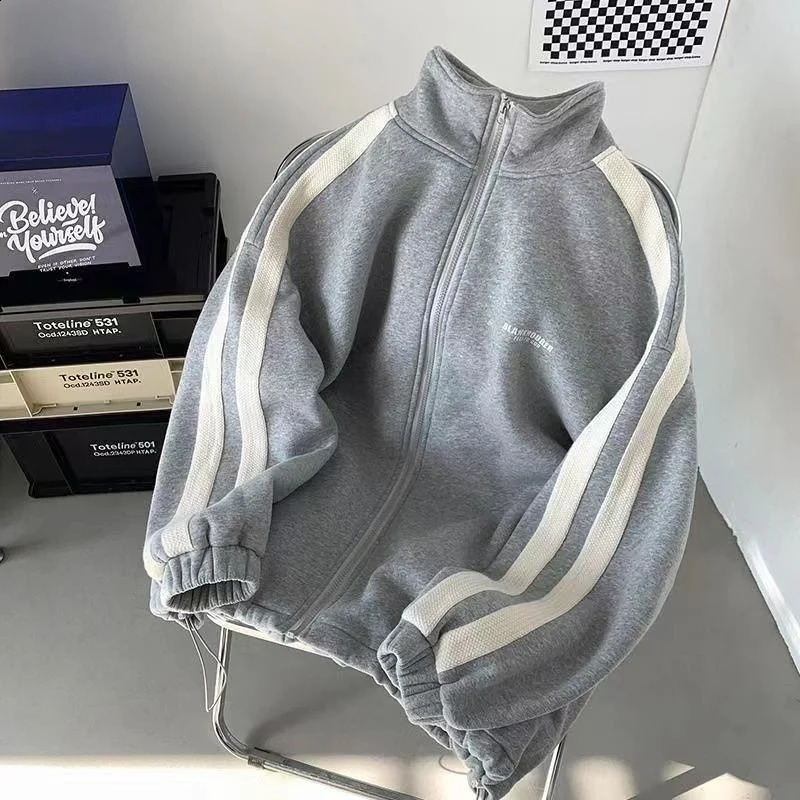 Joggers Sports Suit Mens Spring Autumn Cardigan Sweatshirt Casual Sweatpants Preppy Stripe Twopiece Unisex Tracksuits 240923